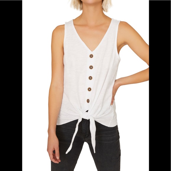 Sanctuary Tops - White Sanctuary Tie-Front Tank Top
